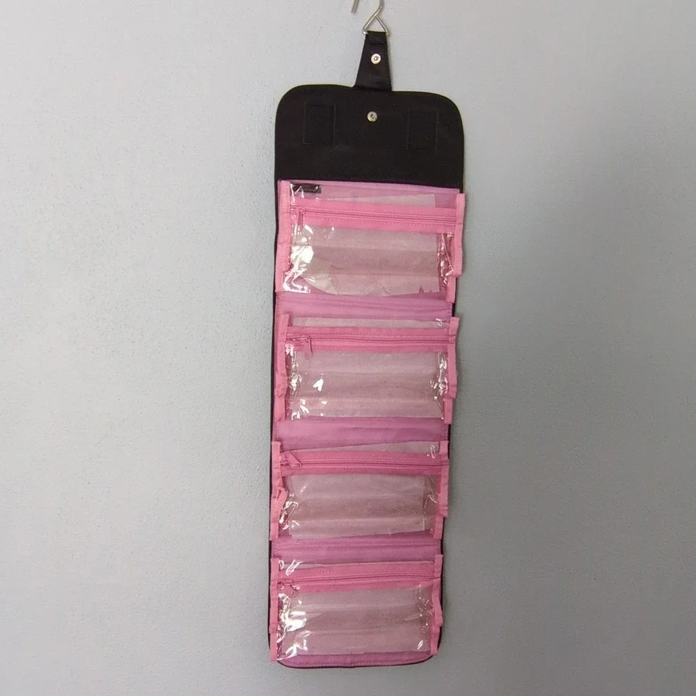 Mary Kay Travel Cosmetic Bag Black Pink Hanging‎ Make Up Organizer Folding NEW